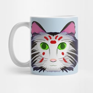 Cat Head Design Version 2 (black, white, red, and green) Mug